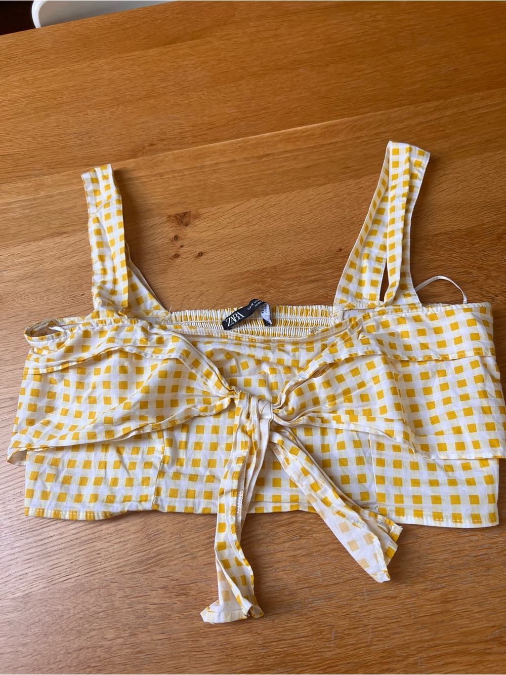 💕BOGO💕Zara Yellow Gingham Tie-Front Crop Top